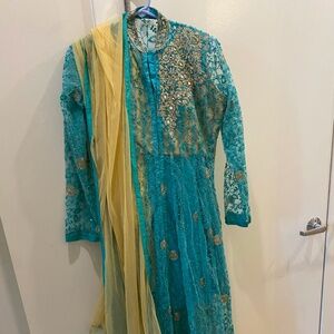 Turquoise anarkali - size medium - never worn